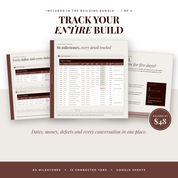 Track Your Entire Build home build tracker, included in The Building Bundle by Abeaud