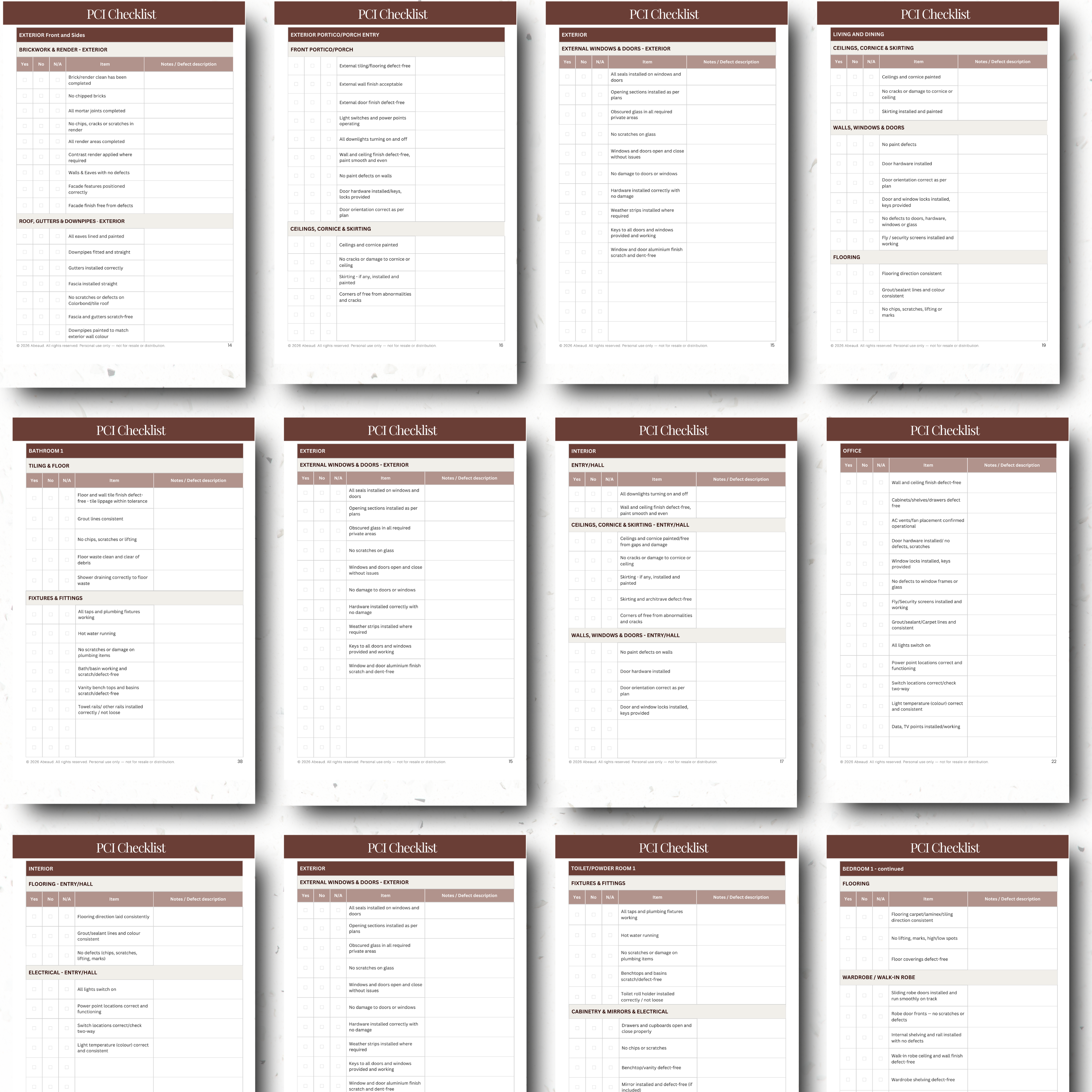 Practical Completion Inspection Checklist