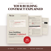Your Building Contract Explained by Abeaud, a plain-English guidebook and cheat sheet for Australian home building contracts